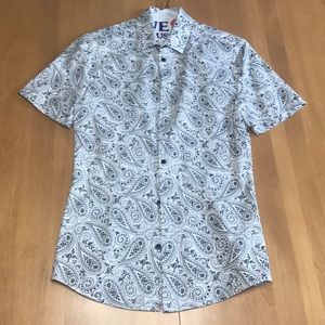 Short Sleeve Paisley Button Down